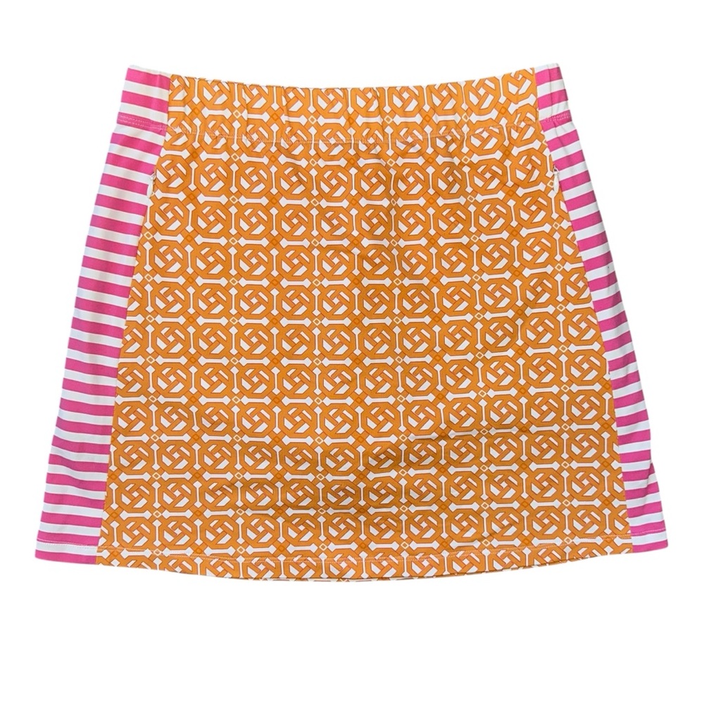 J McLaughlin Orange Pink & White Contrast Pattern Athletic Mini Skort Size XS